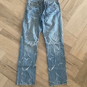 Zara Light Blue Jeans with Heart Design